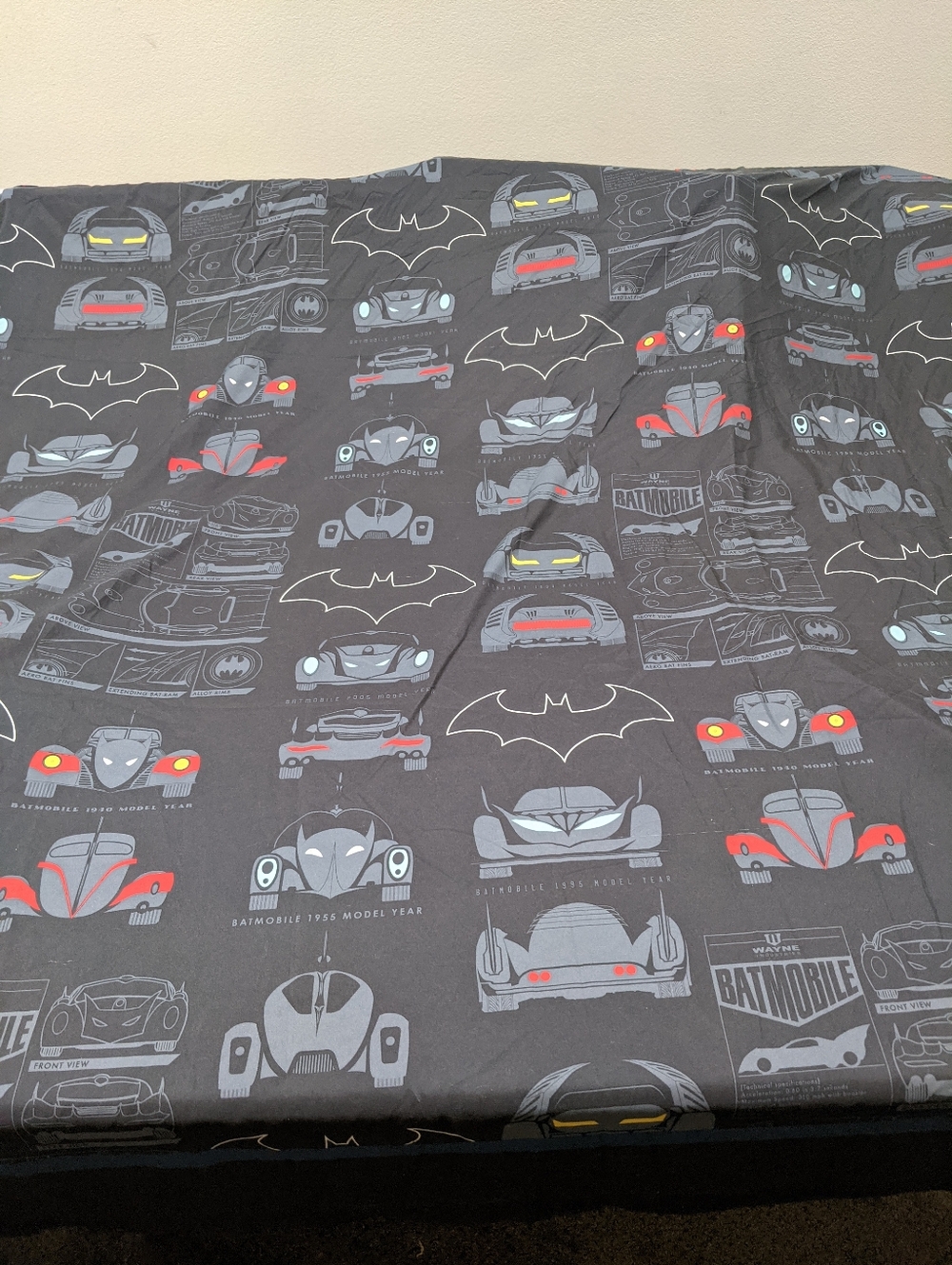 BATMAN ~ DC COMICS BLACK BATMOBILE Polyester Full FLAT SHEET